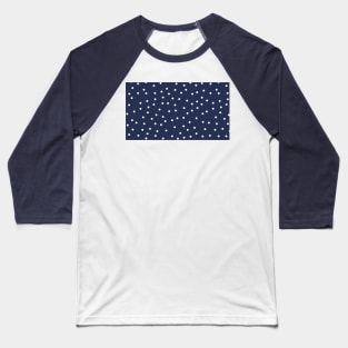 Blue and white snow pattern. Minimalist Christmas pattern. Calm falling snowflakes trendy pattern in minimalistic style. Baseball T-Shirt